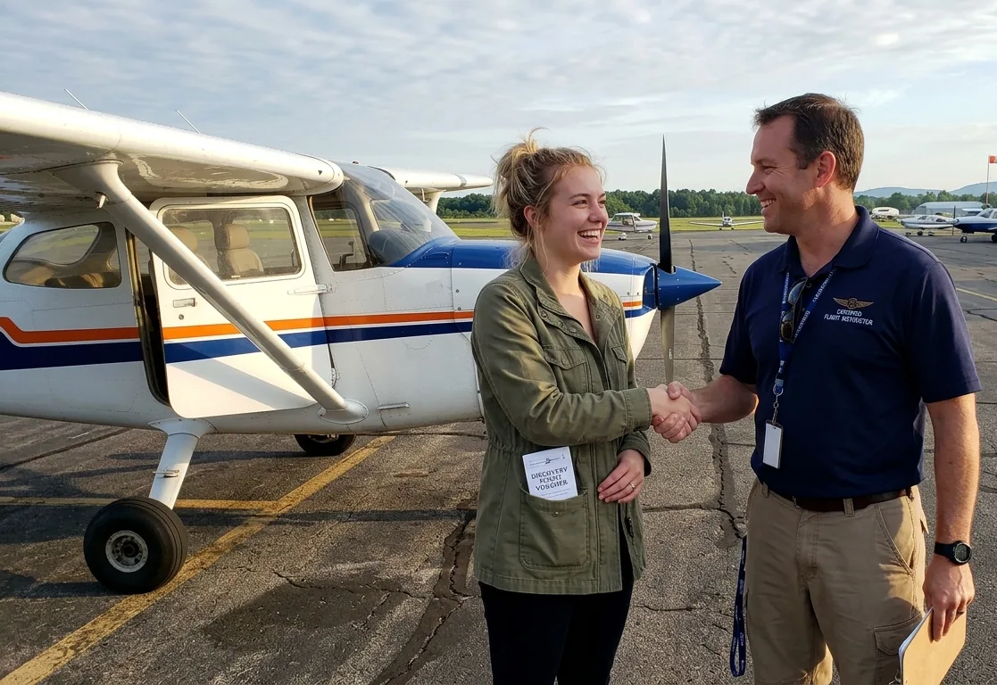 Instructor and student in the cockpit before a flight