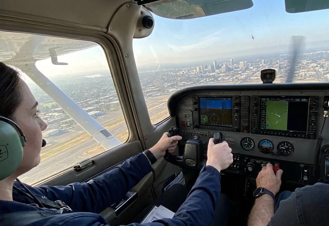 Instrument panel during an approach in cloud